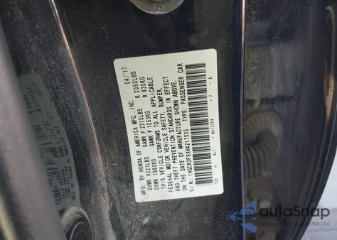 2017 Honda Accord Ex-L z USA, uszkodzony, nr VIN 1HGCR2F9XHA217535